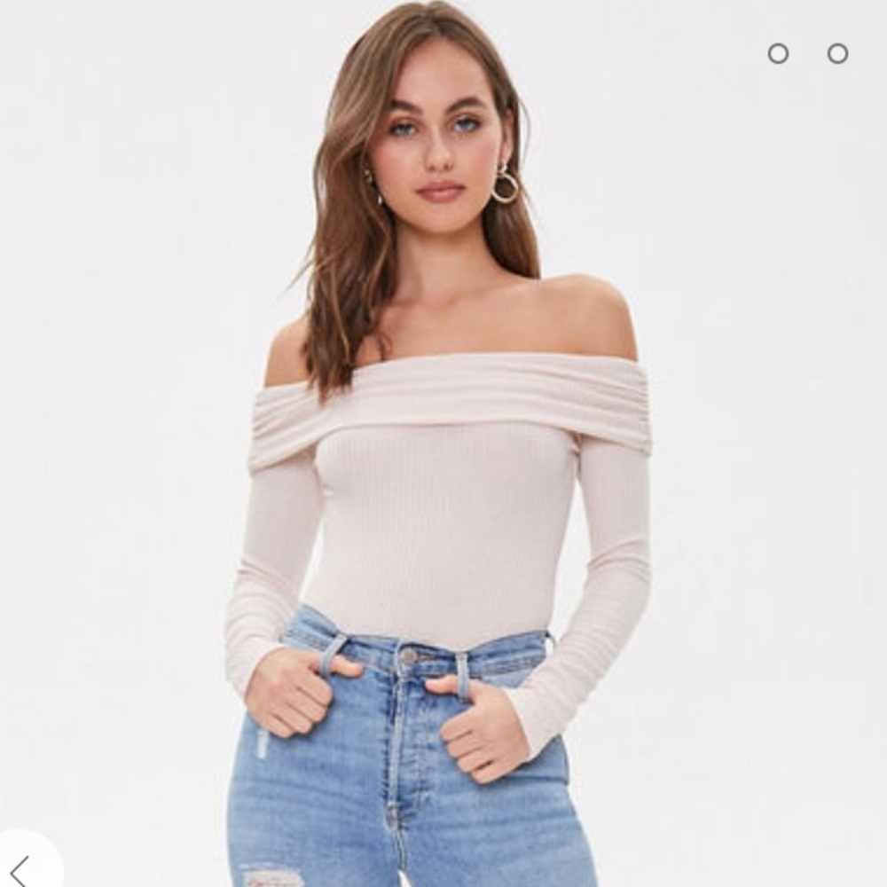 Beige Off shoulder Bodysuit S